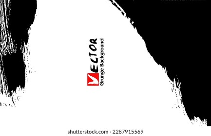 Black abstract design. Ink paint on brochure, Monochrome element isolated on white. Grunge banner paints, Japanese style.