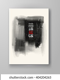 Black abstract design. Ink paint on brochure, Monochrome element isolated on white. Grunge banner paints. Simple composition. Liquid ink. Background for banner, card, poster, identity,web design.