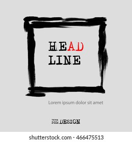 Black abstract design. Ink paint on square wallpaper, Monochrome element. Grunge silhouette paints. Simple composition. Liquid ink. Background for banner, card, poster, identity,web design