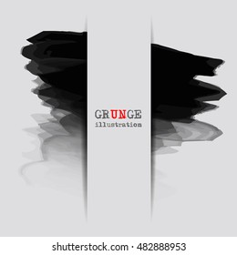 Black abstract design. Ink paint on white background. Monochrome element isolated on white. Grunge banner paints. Simple composition. Liquid ink. Background for banner, card, poster,web design.