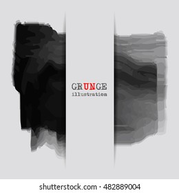 Black abstract design. Ink paint on white background. Monochrome element isolated on white. Grunge banner paints. Simple composition. Liquid ink. Background for banner, card, poster,web design.