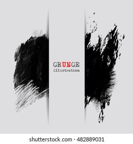 Black abstract design. Ink paint on white background. Monochrome element isolated on white. Grunge banner paints. Simple composition. Liquid ink. Background for banner, card, poster,web design.