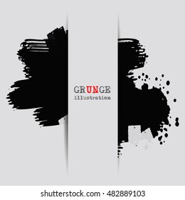Black abstract design. Ink paint on white background. Monochrome element isolated on white. Grunge banner paints. Simple composition. Liquid ink. Background for banner, card, poster,web design.