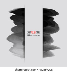 Black abstract design. Ink paint on white background. Monochrome element isolated on white. Grunge banner paints. Simple composition. Liquid ink. Background for banner, card, poster,web design.