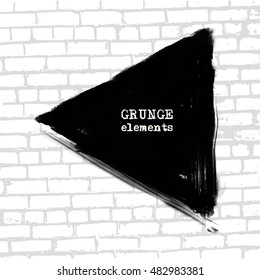 Black abstract design. Ink paint on brick wall background. Monochrome element isolated on white. Grunge banner paints. Simple composition. Liquid ink. Background for banner, card, poster,web design.
