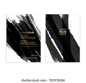 Black abstract design. Ink paint on brochure element isolated on white background