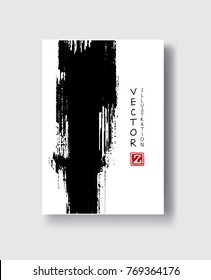Black abstract design. Ink paint on brochure, Monochrome element isolated on white. Grunge banner paints. Simple composition. Liquid ink. Background for banner, card, poster, identity,web design.