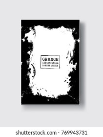 Black abstract design. Ink paint on brochure, Monochrome element isolated on white. Grunge banner paints. Simple composition. Liquid ink. Background for banner, card, poster, identity,web design.