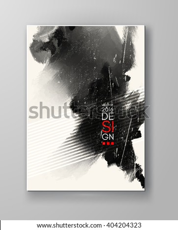 Black abstract design. Ink paint on brochure, Monochrome element isolated on white. Grunge banner paints. Simple composition. Liquid ink. Background for banner, card, poster, identity,web design.