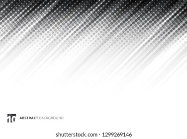 Black abstract diagonal lines background technology with halftone on white background. Vector illustration