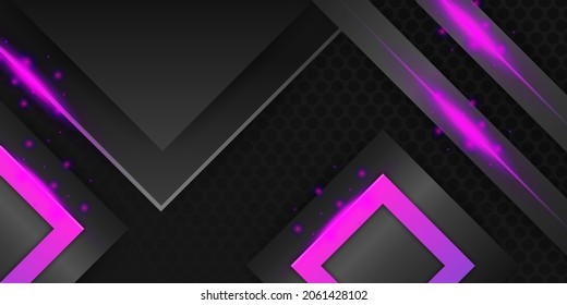 Black abstract diagonal overlap layers background with red magenta metallic light decoration