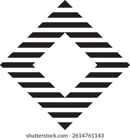 A black, abstract diamond with stripes vector logo