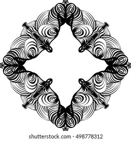 Black abstract doodle decorative frame. Vector element for design.