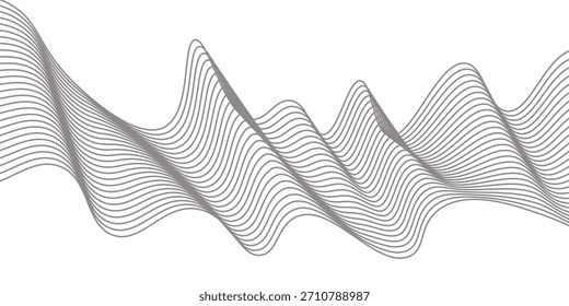 Black abstract dynamic lines on white background. elegant, stripe, isolated,