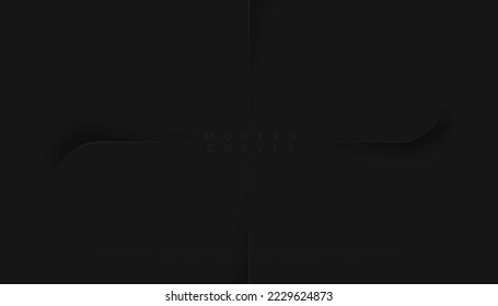 Black Abstract Elegant Background with Modern Curves Geometric Shapes. Premium Dark Background Suitable for Poster, Cover, Visual Branding, Wallpaper, etc