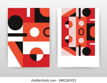 Black abstract elements on red, white design for annual report, brochure, flyer, poster. Red background vector illustration for flyer, leaflet, poster. Business abstract A4 brochure template.
