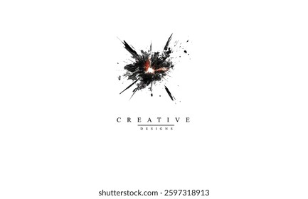 Black Abstract explosion white background