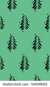 Black abstract firs on a color background. Vector illustration