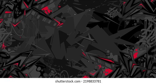 Black Abstract Flat Urban Street Art Graffiti Style Vector Illustration Template Background Art