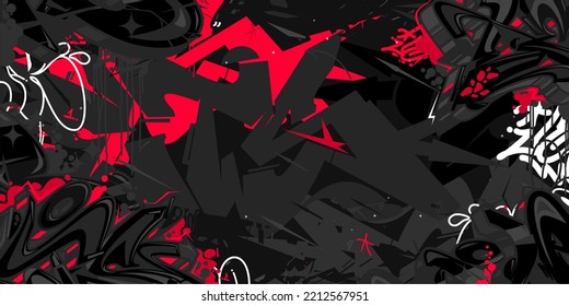 Black Abstract Flat Urban Street Art Graffiti Style Vector Illustration Template Background Art