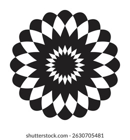 Black abstract floral mandala vector design. 