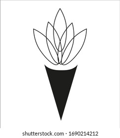 Black abstract flower on white background for logo. Vector illustration