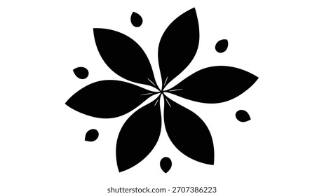 Forma abstracta negra de la flor con los puntos Pequeños 