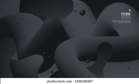 Black Abstract fluid shape background. Landing page fluid graphic trendy style. Creative background.