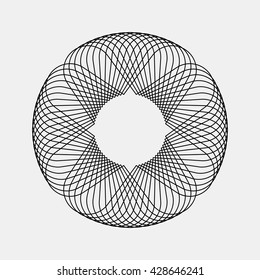 Black abstract fractal, rotation, repeat, reflection shape with light background for logo, design concepts, posters, banners, wallpapers, business presentations, web and prints. Vector illustration.