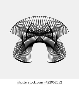 Black abstract fractal shape with light background for logo, design concepts, posters, banners, web, presentations and prints. Vector illustration.