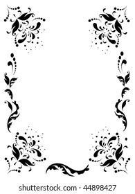 black abstract frame from floral elements