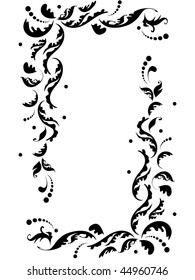 black abstract frame from floral elements