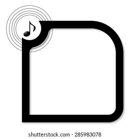 Black abstract frame for your text and music icon