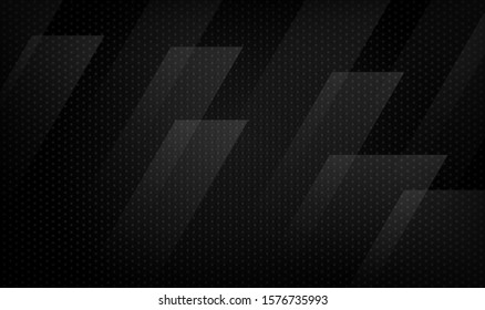 Black abstract geometric background with dots textured and diagonal lines. Modern shape concept.