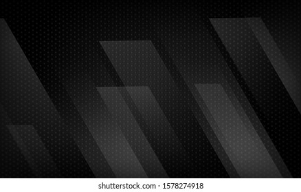Black abstract geometric background with dots textured and diagonal lines. Modern shape concept.