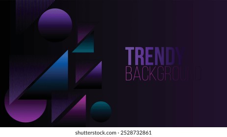 Fundo geométrico abstrato preto elegante futurista brilhante roxo e azul linha de luz.Conceito de forma moderna.