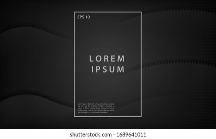 Black abstract geometric background.  Modern vector design template.