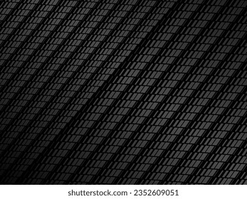 Black abstract geometric background. Modern shape concept. Black metal texture steel background. Perforated metal sheet.