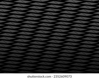 Black abstract geometric background. Modern shape concept. Black metal texture steel background. Perforated metal sheet.