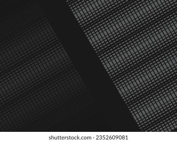 Black abstract geometric background. Modern shape concept. Black metal texture steel background. Perforated metal sheet.