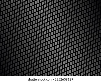 Black abstract geometric background. Modern shape concept. Black metal texture steel background. Perforated metal sheet.
