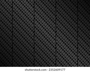 Black abstract geometric background. Modern shape concept. Black metal texture steel background. Perforated metal sheet.