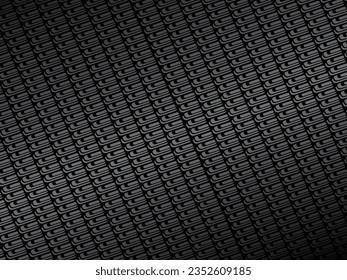 Black abstract geometric background. Modern shape concept. Black metal texture steel background. Perforated metal sheet.
