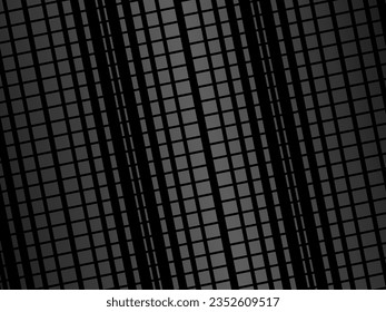 Black abstract geometric background. Modern shape concept. Black metal texture steel background. Perforated metal sheet.