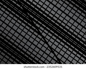 Schwarzer abstrakter geometrischer Hintergrund. Modernes Formkonzept. schwarze Metallstruktur, Stahlhintergrund. Perforiertes Blech.