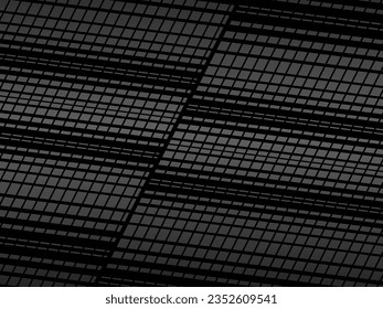 Black abstract geometric background. Modern shape concept. Black metal texture steel background. Perforated metal sheet.