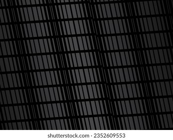 Black abstract geometric background. Modern shape concept. Black metal texture steel background. Perforated metal sheet.