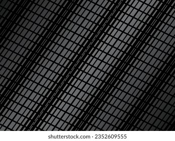 Black abstract geometric background. Modern shape concept. Black metal texture steel background. Perforated metal sheet.