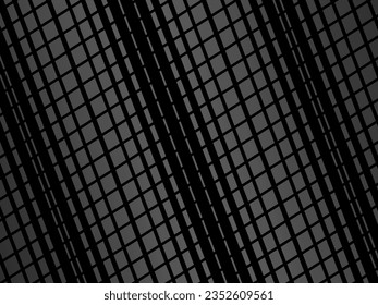 Schwarzer abstrakter geometrischer Hintergrund. Modernes Formkonzept. schwarze Metallstruktur, Stahlhintergrund. Perforiertes Blech.