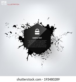 Black abstract geometric background with splash